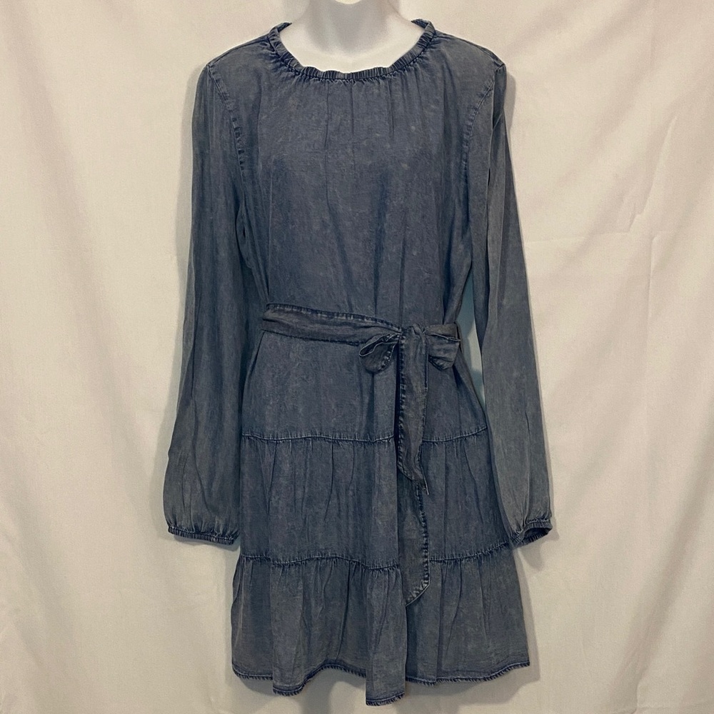 Cato Long-Sleeve Denim Blue Dress